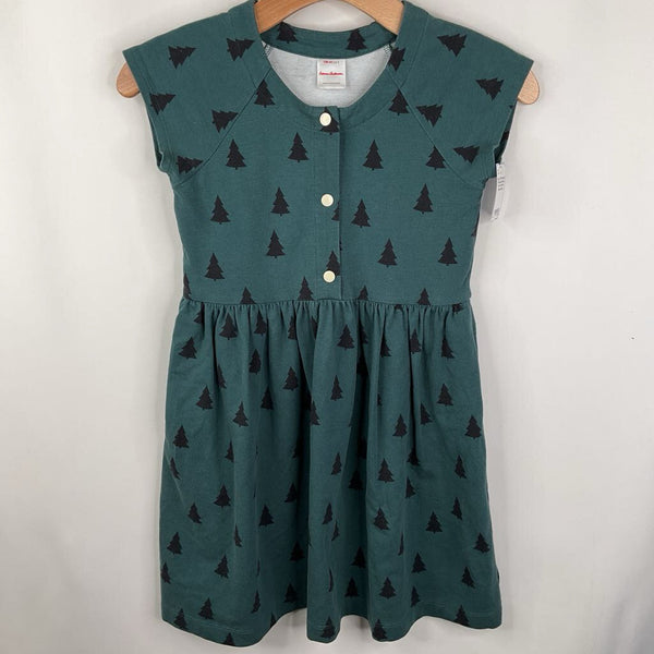 Size 8 (130): Hanna Andersson Green Tree Print Short Sleeve Dress