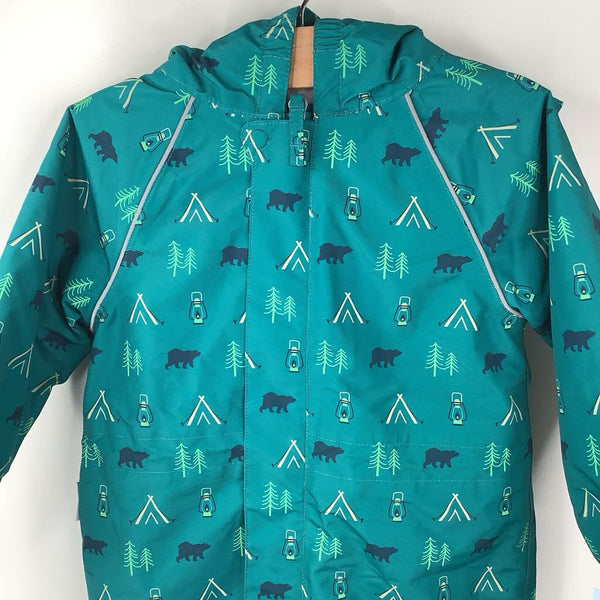 Size 2-3: Jan & Jul Green Forest/Camping Fleece Lined Rain Suit