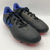 Size 6Y: Adidas Black/Blue Lace-Up Soccer Cleats