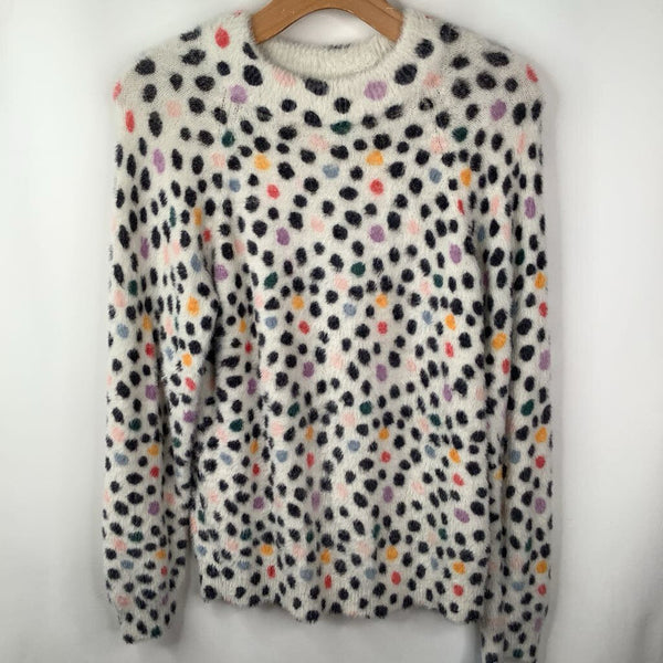 Size 10 (140): Hanna Anderson White/Colorful Dots Sweater