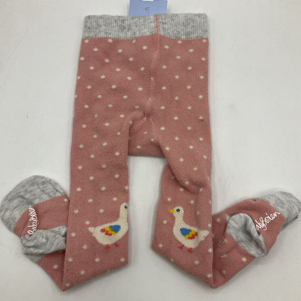 Size 3-6m Baby Boden/ Pink White Bird Knit Footed Tights