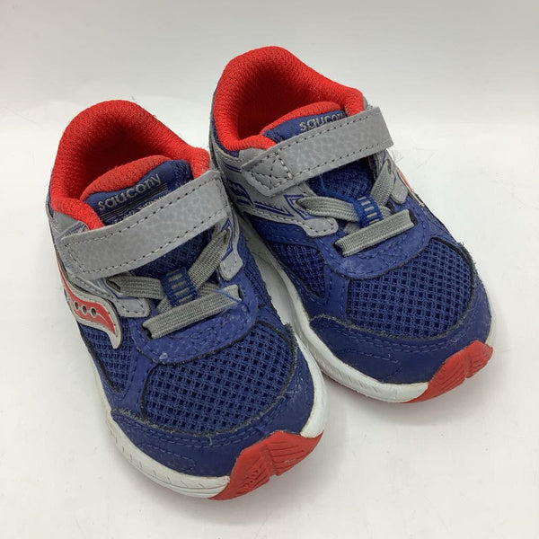 Size 4.5: Saucony Blue/Grey Velcro Sneakers