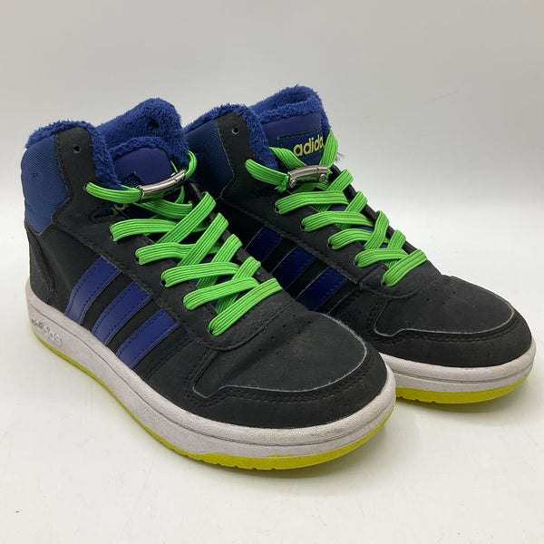 Size 13: Adidas Black/Green Slip-on/Lace-up High Top