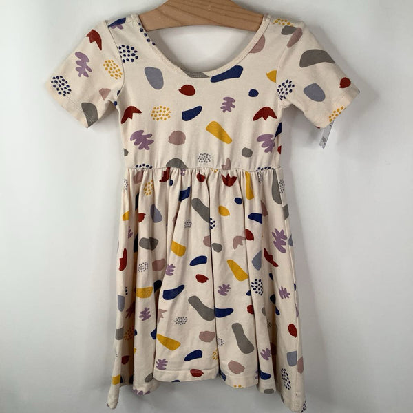 Size 5: Alice & Ames Cream w/ Organic Shapes Short Sleeve Dress