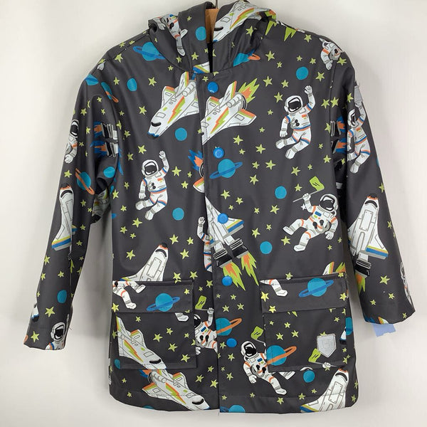 Size 5: Hatley Grey Space Print Terrycloth-Lined Raincoat