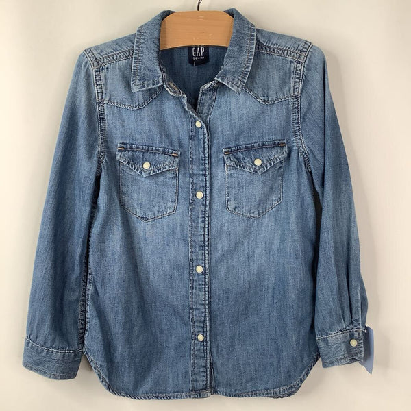Size 4-5: Gap Blue Denim Long Sleeve Button Up Shirt