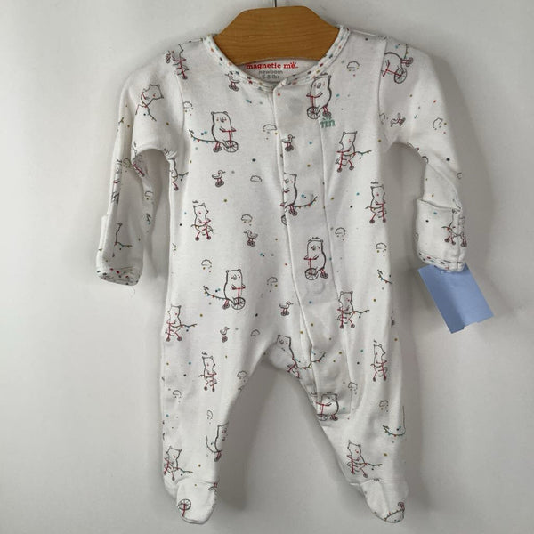 Size NB: Magnetic Me White Cycling Animals 1pc Footy PJs