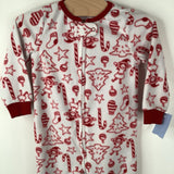 Size 18m: Jingles & Joy White/Red Holiday Print Fleece 1pc Footy PJs