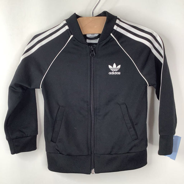 Size 2: Adidas Black/White Zip-Up Athletic Coat