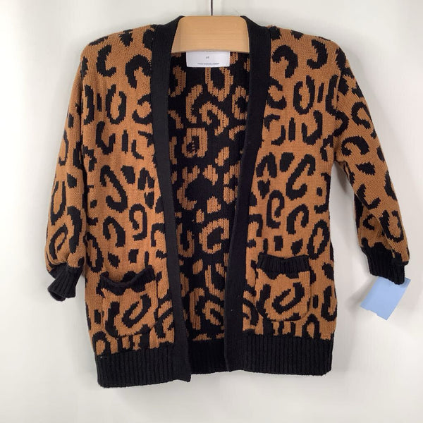 Size 2: Old Navy Brown/Black Cheetah Print Knitted Cardigan