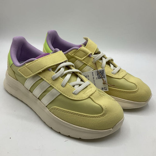 Size 3Y: Adidas Disney Yellow/Purple/Green Velcro Strap Sneakers- NEW W/Tags
