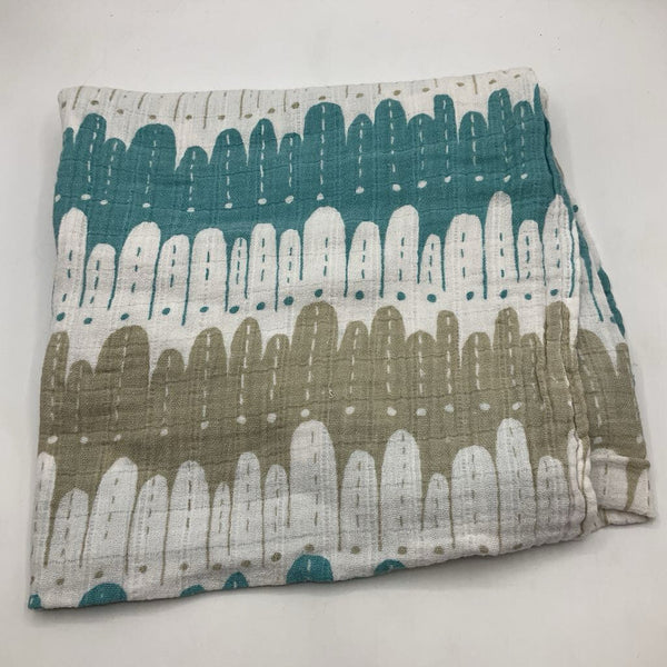 Aden + Anais White/Green/Blue Swaddle Blanket