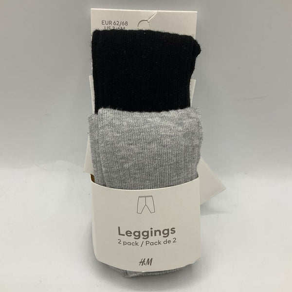 Size 3-6m: H&M Grey/Black Leggings 2 pack NEW