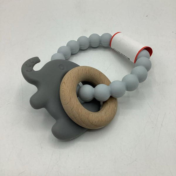 Silicone Blue/Grey Elephant Teething Ring/Rattle
