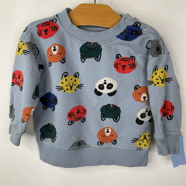 Size 6-12m (70): Hanna Andersson Blue Animal Print Sweatshirt