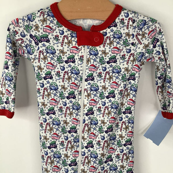 Size 3-6m: Vineyard Vines White/Colorful Holiday Print 1pc Footy PJs