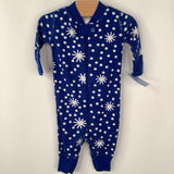 Size 0-3m (50): Hanna Andersson Blue/White Snow Print 1pc PJs