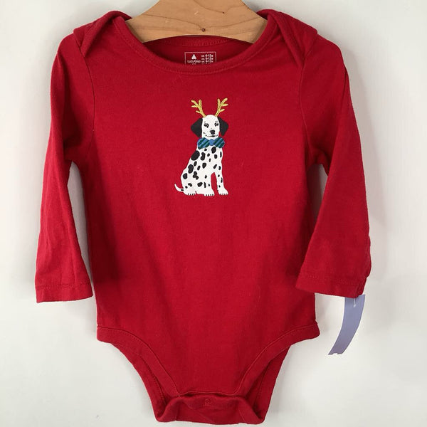 Size 6-12m: Gap Red Antler Dog Long Sleeve Onesie