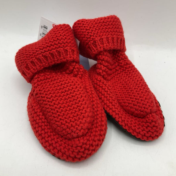 Size NB: Red Organic Cotton Knitted Slippers- NEW