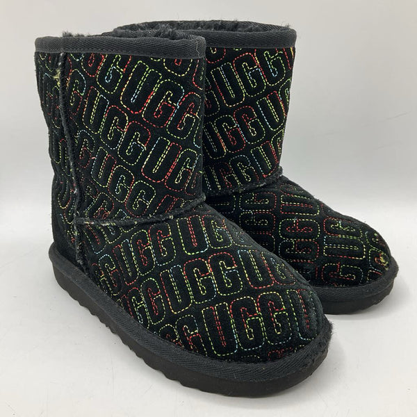Size 12: Ugg Black/Colorful "Ugg" Fuzzy Lined Boots
