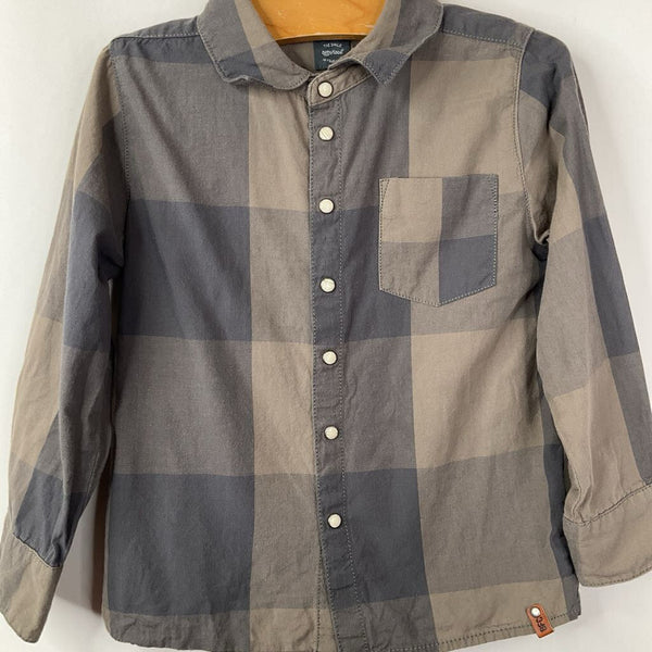 Size 5: Babyface Grey/Brown Plaid Long Sleeve Button Up