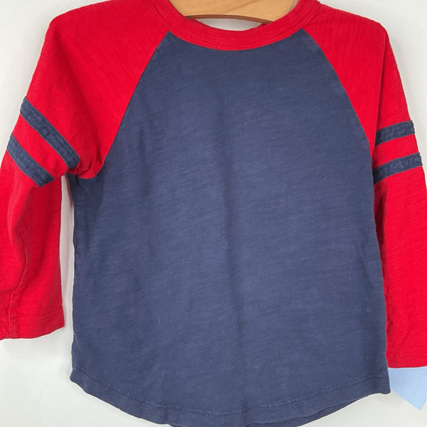 Size 3 (90): Hanna Andersson Red/Navy Long Sleeve Shirt