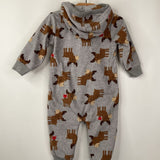 Size 9M: Carter's Grey Moose Hooded Fleece Romper