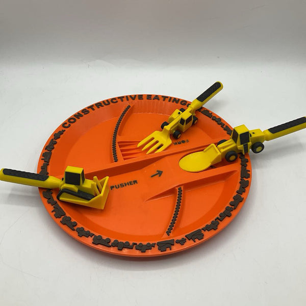 Construction Plate & Utensils Combo