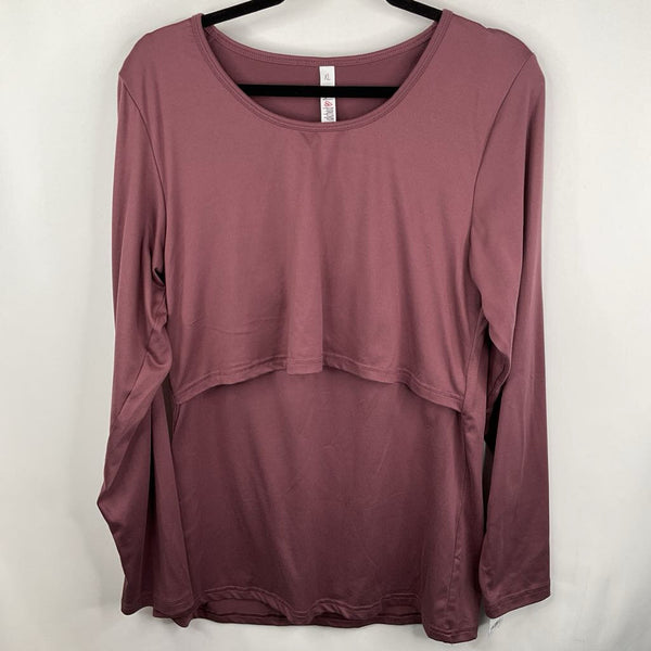 Size XL: Latched Mama Plum Long Sleeve Nursing Shirt