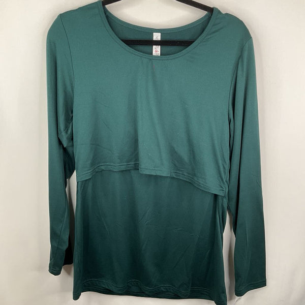 Size XL: Latched Mama Dark Green Long Sleeve Nursing Shirt
