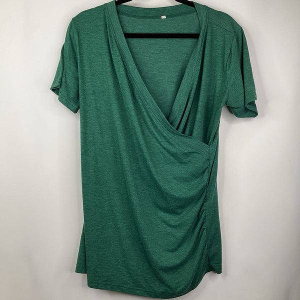 Size L: Green Short Sleeve Nursing Shirt