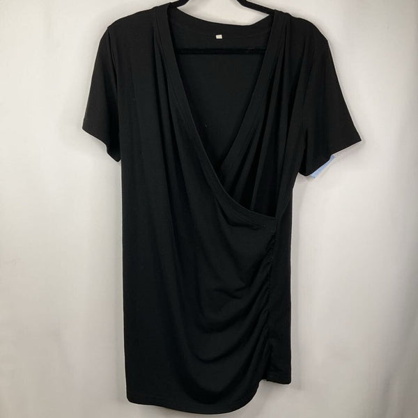Size L: Black Nursing Short Sleeve Shirt