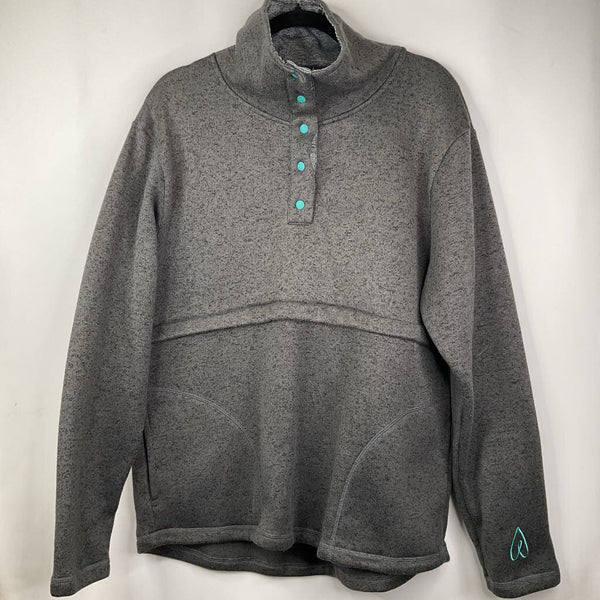 Size XL: Latched Mama Heather Green Hoodie Long Sleeve Nursing Sweater