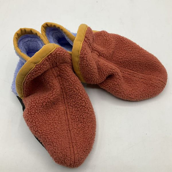 Size 3-6m: Patagonia Brown/Lavender Fleece Soft Soled Baby Slippers
