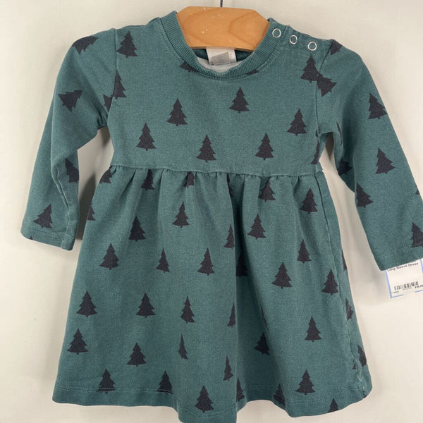 Size 18-24m (80): Hanna Andersson Green Tree Print Long Sleeve Dress