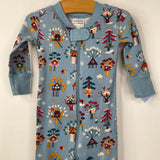 Size 3-6m (60): Hanna Andersson Blue Holiday Zip Up 1pc PJs