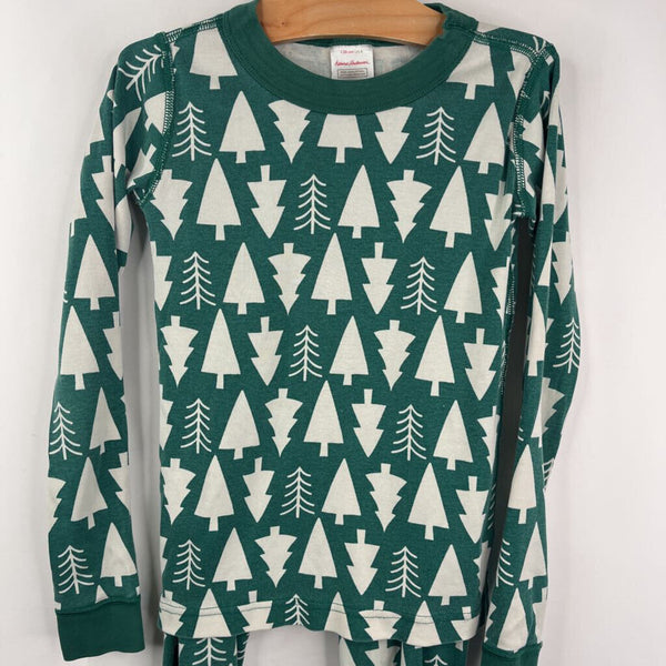Size 8 (130): Hanna Andersson Green Holiday Tree 2pc PJs