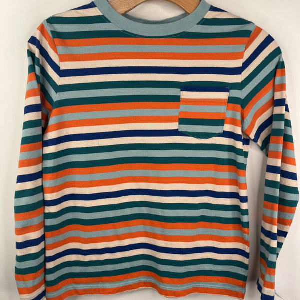 Size 8 (130): Hanna Andersson Orange/Green/Cream Striped Long Sleeve Shirt