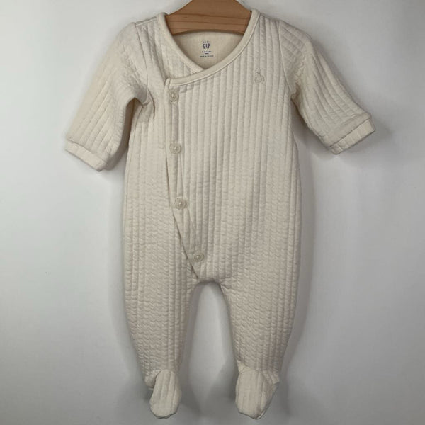 Size 3-6m: Gap Cream Ribbed Cozy Long Sleeve Onesie & Red/White Striped Footed Onsie