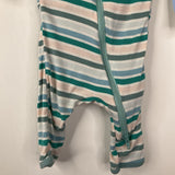 Size Preemie: Kickee Blue/White Striped Zip Up 1pc PJs