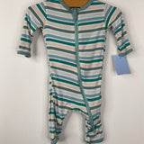 Size Preemie: Kickee Blue/White Striped Zip Up 1pc PJs