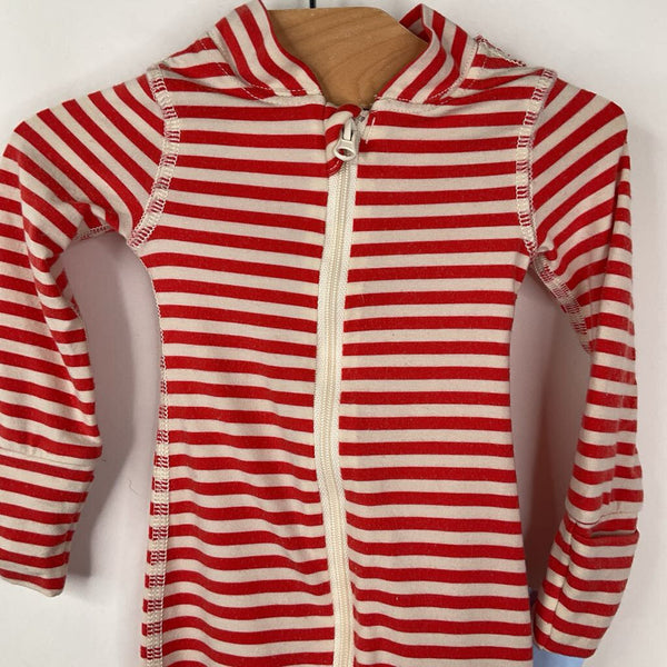 Size NB: Hanna Andersson Red/White Striped Zip Up 1pc PJs
