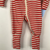 Size NB: Hanna Andersson Red/White Striped Zip Up 1pc PJs
