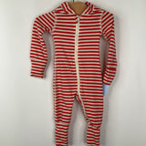 Size NB: Hanna Andersson Red/White Striped Zip Up 1pc PJs