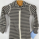 Size NB: Hanna Andersson Black/White Striped Zip Up 1pc PJs