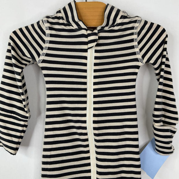 Size NB: Hanna Andersson Black/White Striped Zip Up 1pc PJs