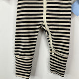 Size NB: Hanna Andersson Black/White Striped Zip Up 1pc PJs
