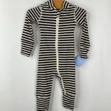 Size NB: Hanna Andersson Black/White Striped Zip Up 1pc PJs