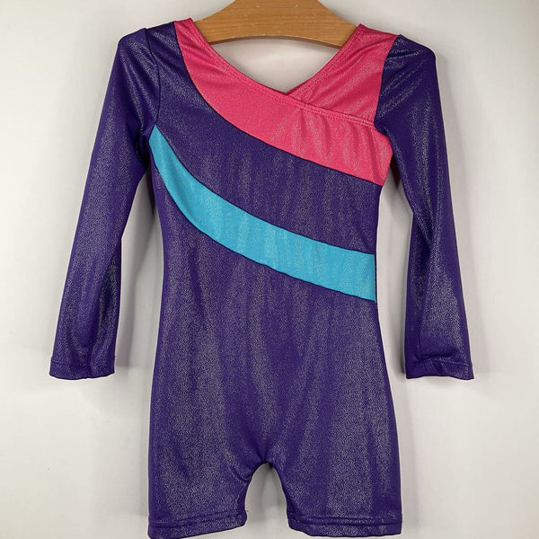 Size 2 Leotard Purple/Pink/Blue Long sleeve Shorty
