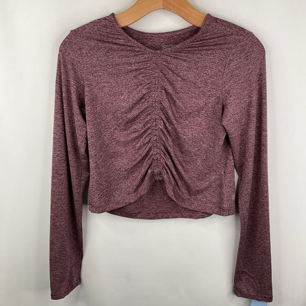 Size 14: Athleta Girl Pink Heathered Cropped Long Sleeve Shirt